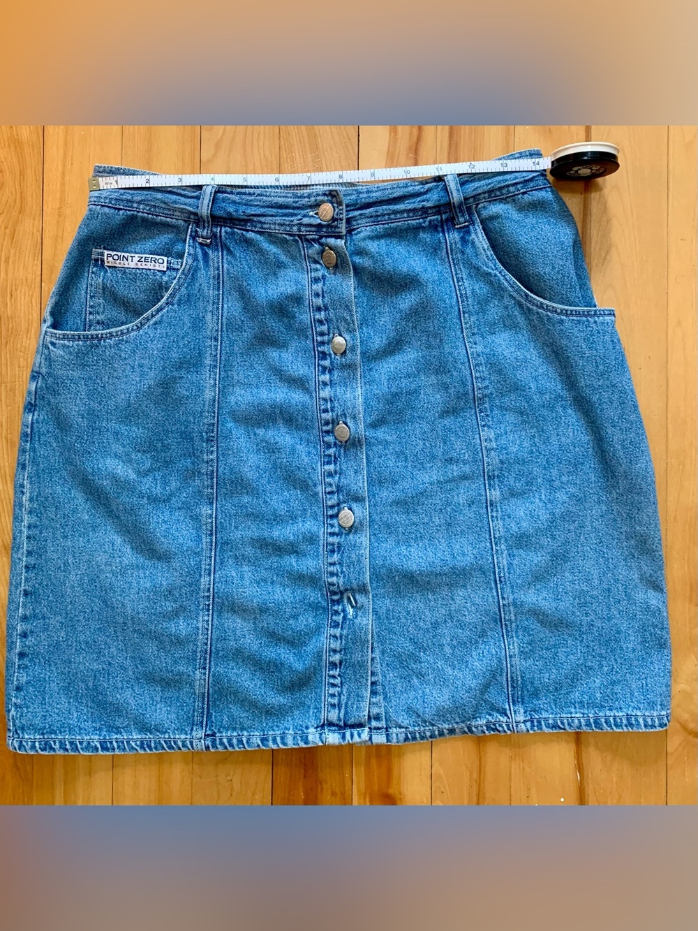 Point Zero Light Blue Denim Button-Front Mini Skirt